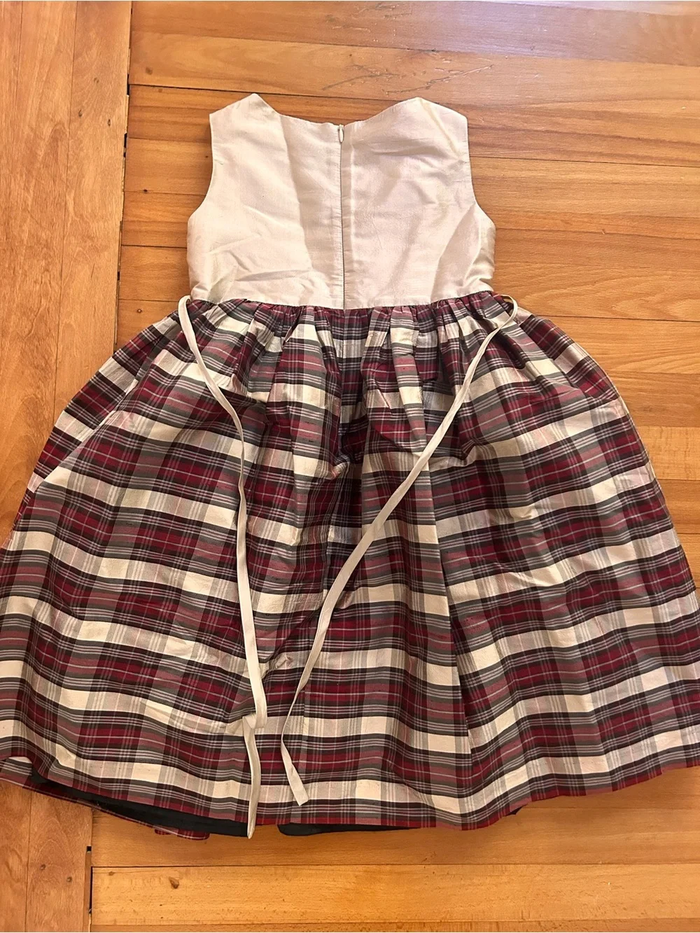 Isobella & Chloe Cream and Red Plaid Girls' Formal Dress